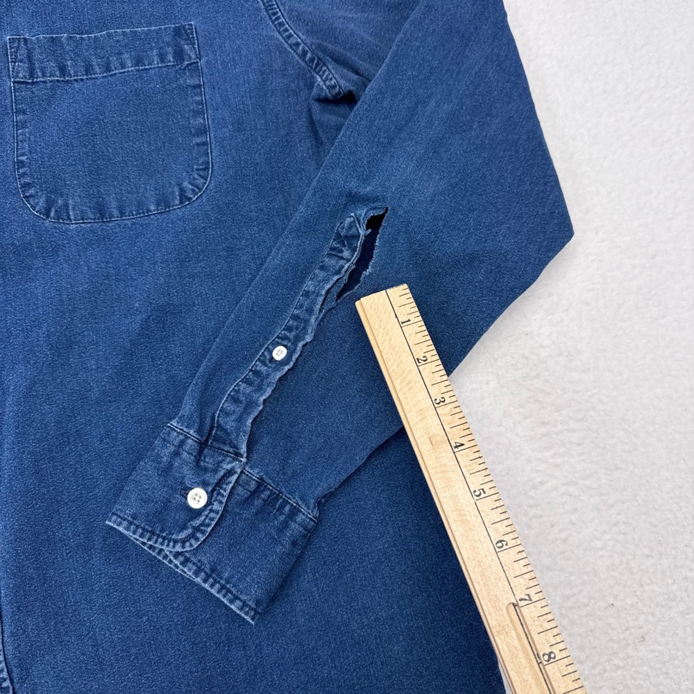 Taylor Stitch Denim Button Down Shirt Mens Size 44 / XL Indigo Blue Casual - Picture 4 of 10